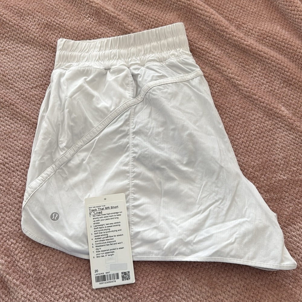 Women's White Lululemon Track Than MR 5" Short
